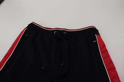 Elegante pantalón deportivo negro con detalle rojo