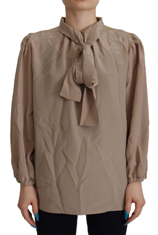 Elegante zijden blouse met ascotkraag