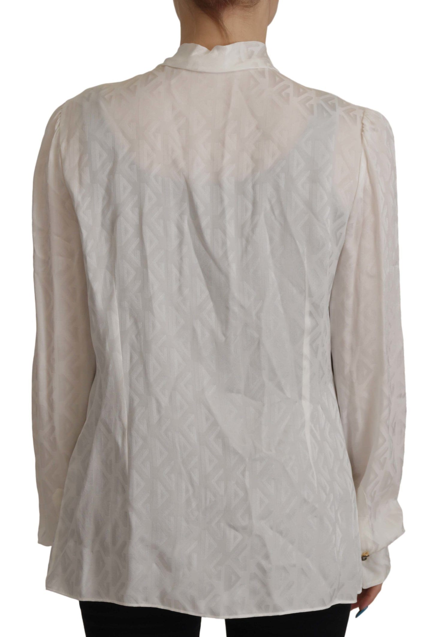 Elegante zijden blouse met ascotkraag