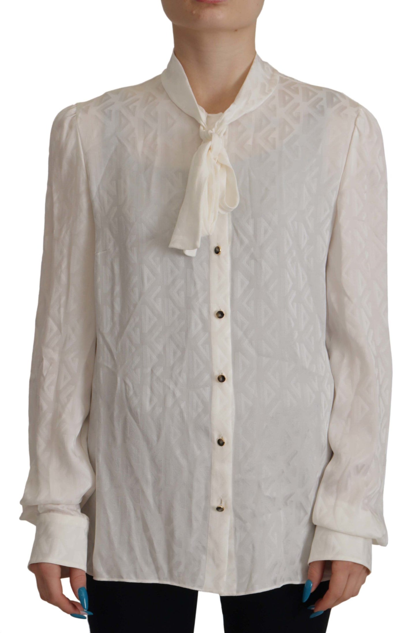 Blusa elegante de seda con cuello Ascot