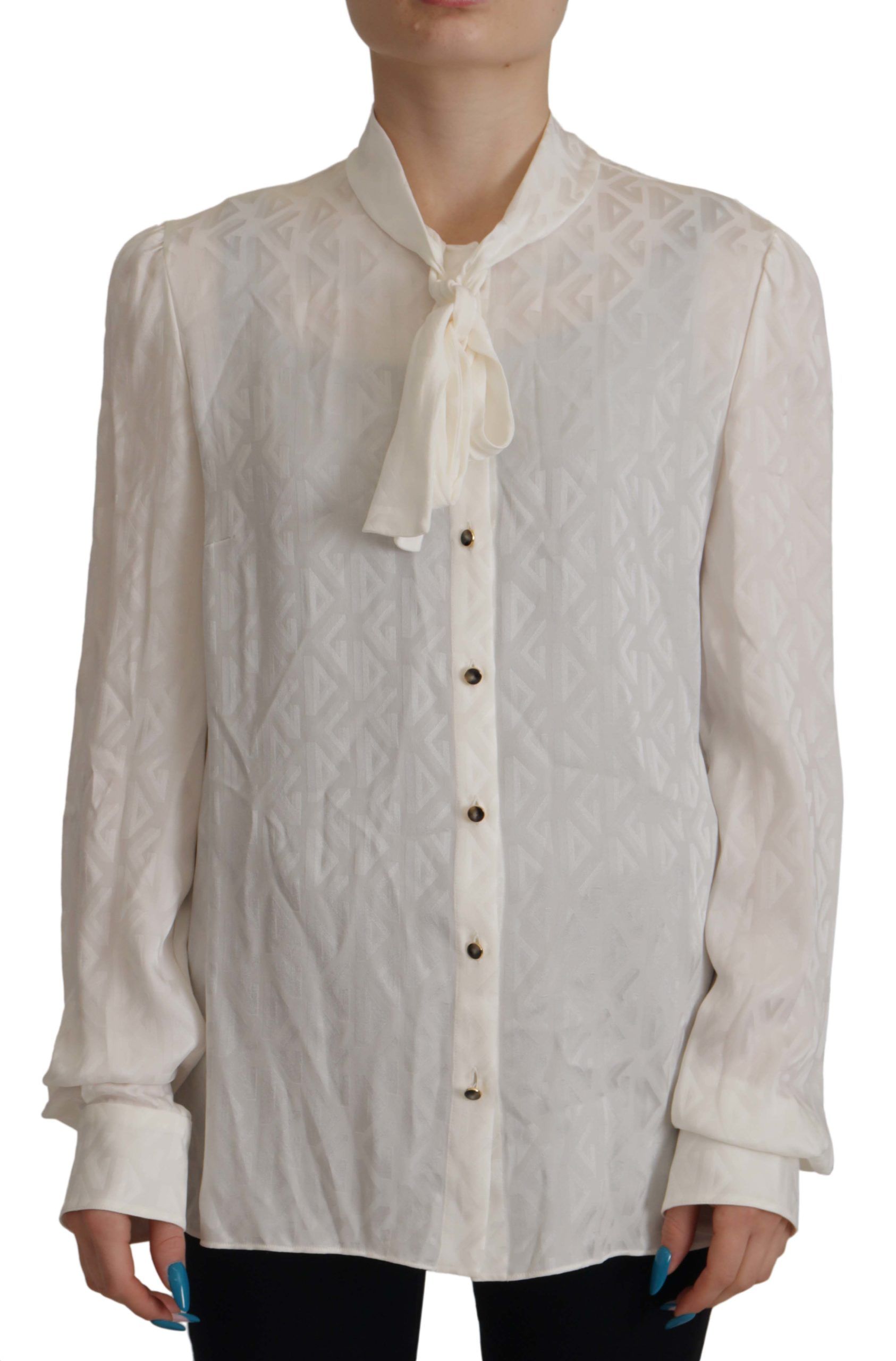 Elegante zijden blouse met ascotkraag