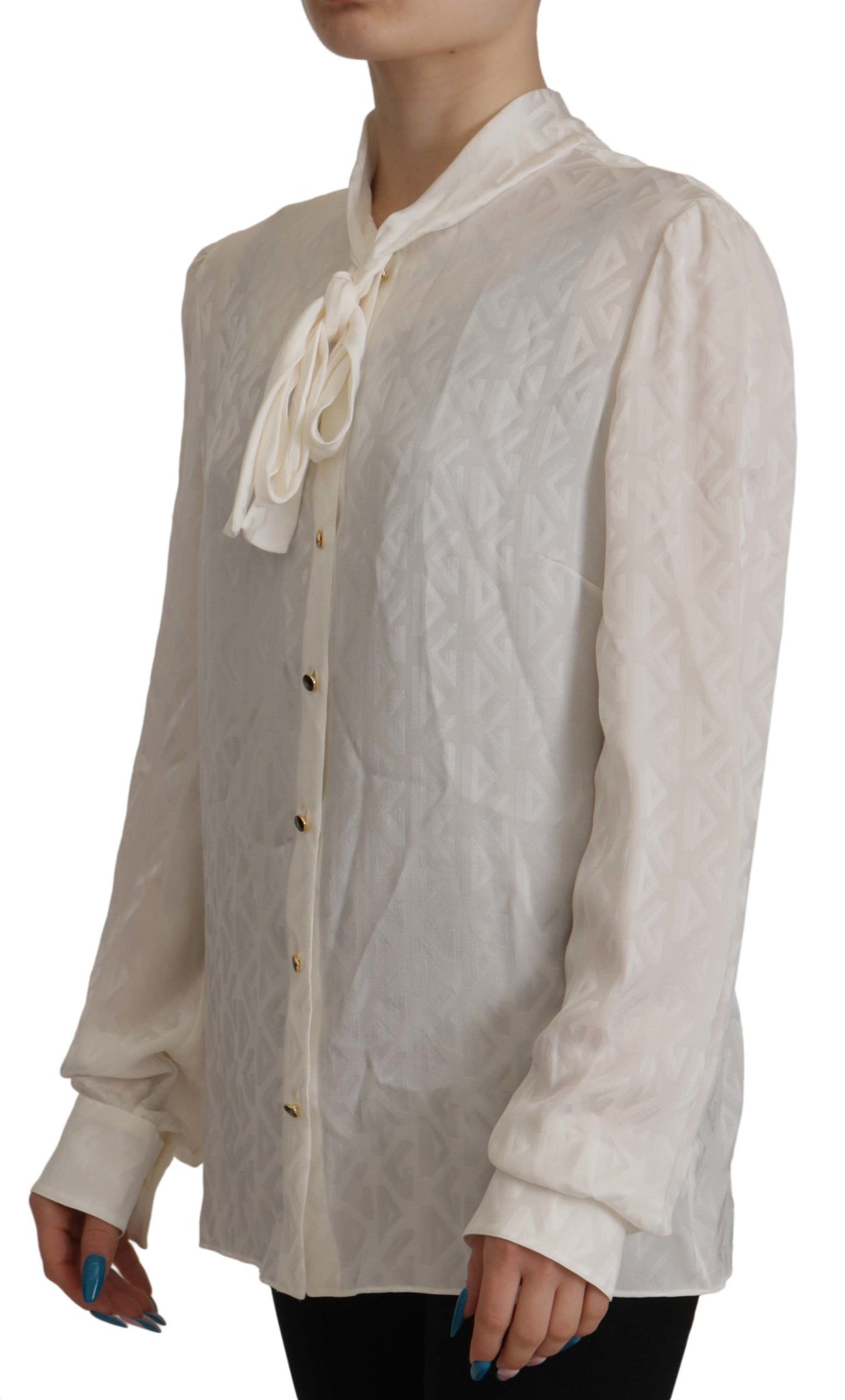 Blusa elegante de seda con cuello Ascot