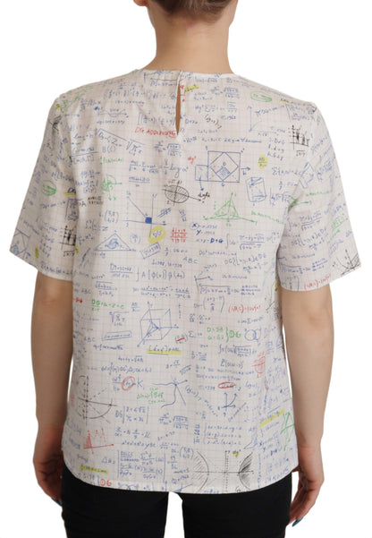 Katoenen T-shirt met ronde hals en algebra-print