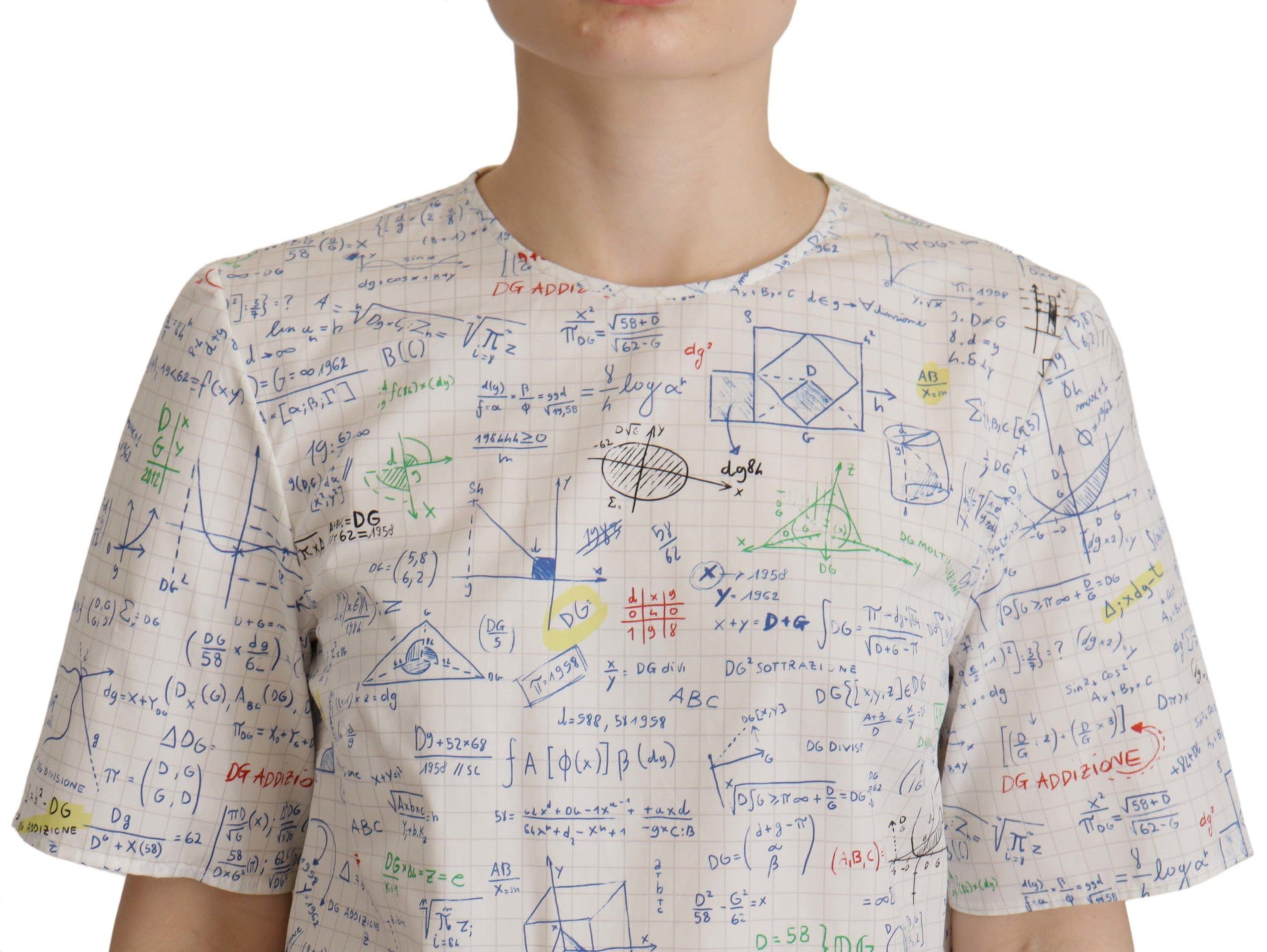 Katoenen T-shirt met ronde hals en algebra-print