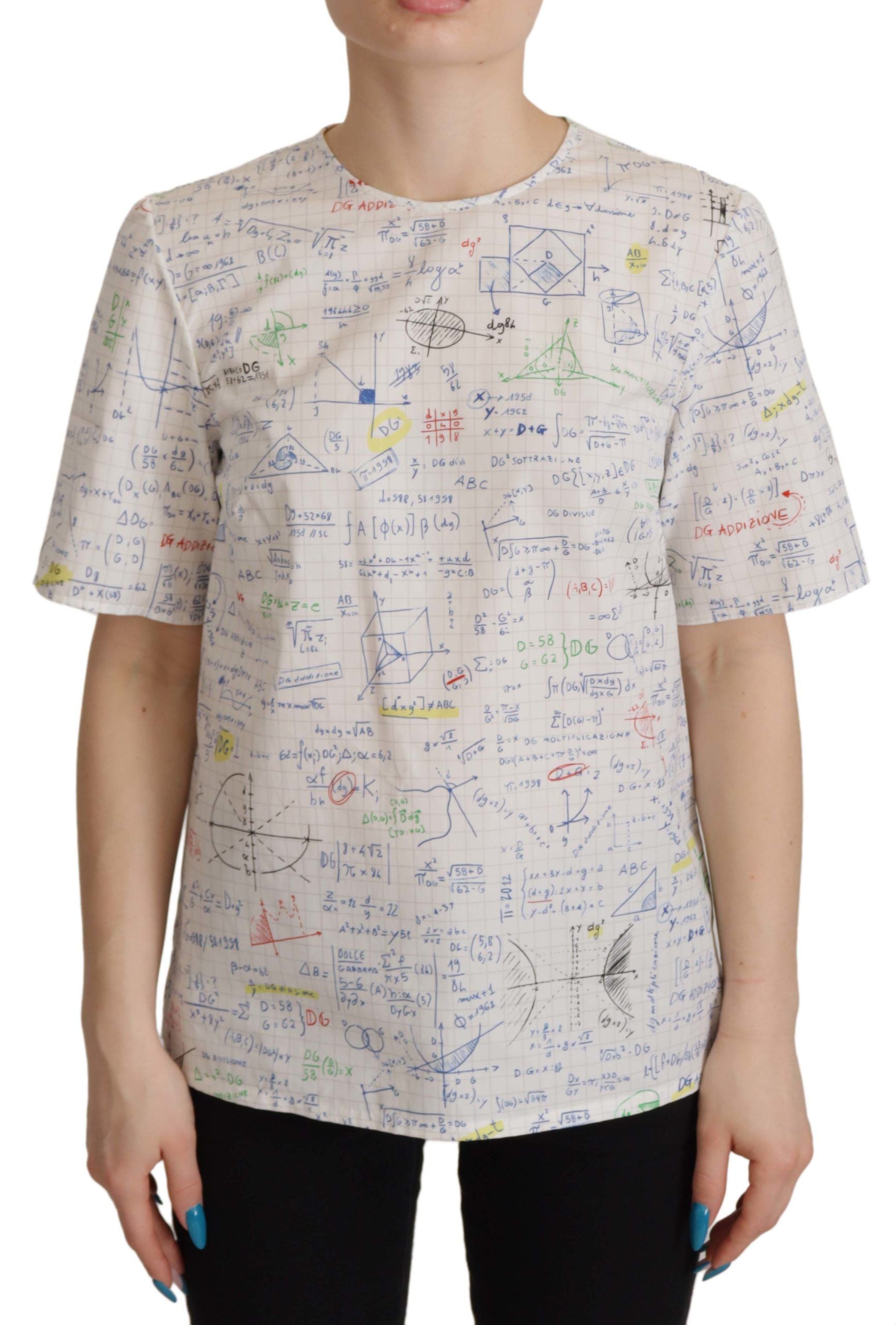 Katoenen T-shirt met ronde hals en algebra-print