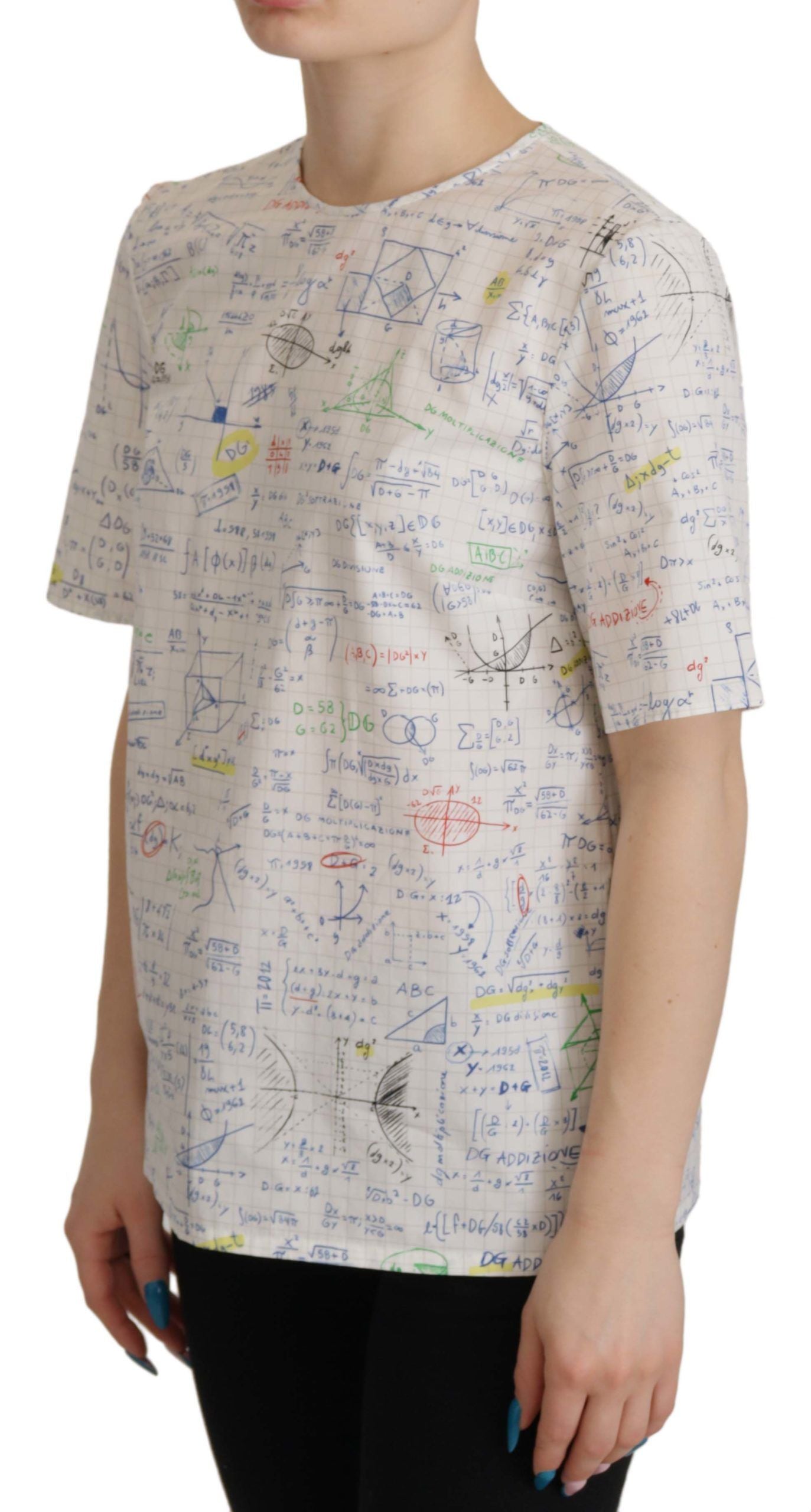 Katoenen T-shirt met ronde hals en algebra-print