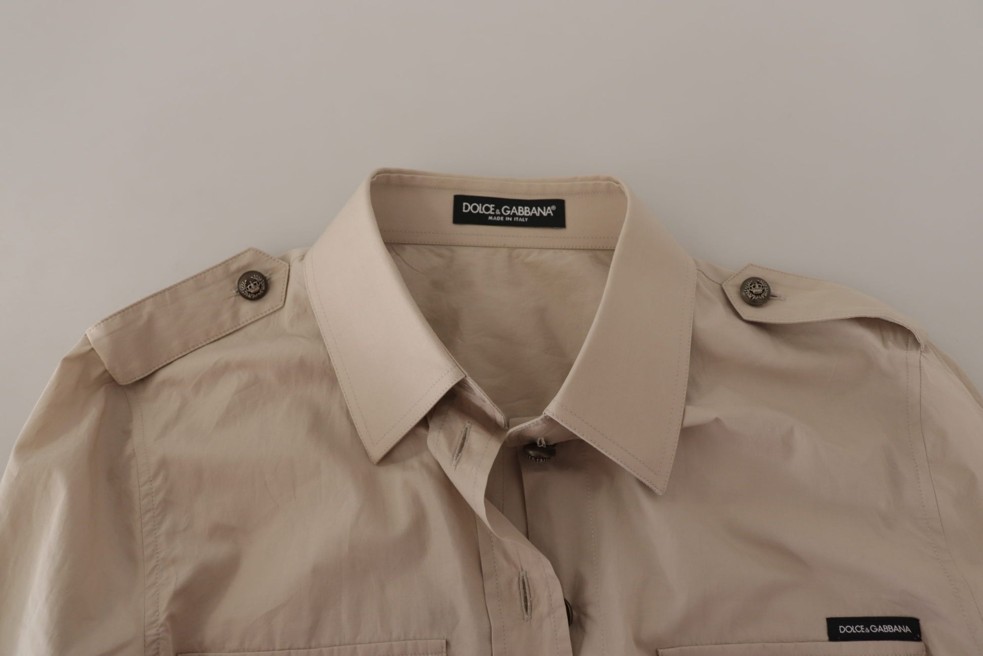 Elegant beige katoenen shirt met lange mouwen