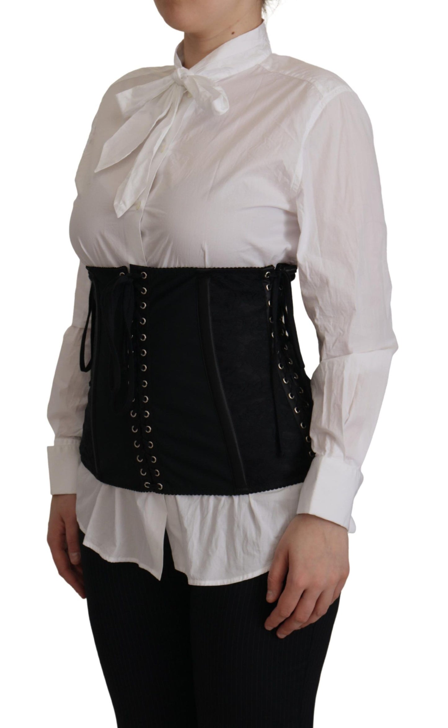 Elegante zwarte korset tailleband top