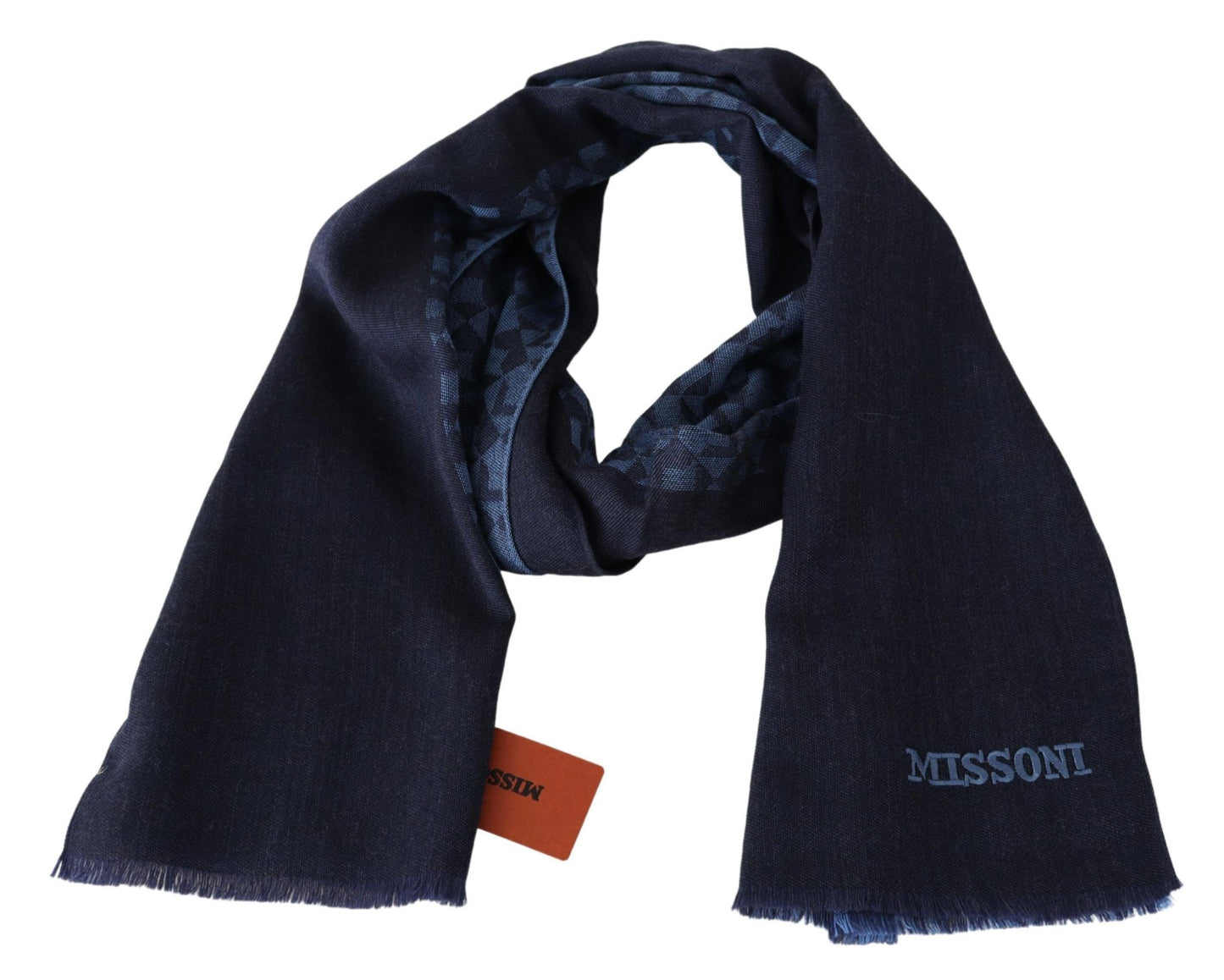 Navy Wool Knit Unisex Neck Wrap Fringe Shawl Men's Scarf