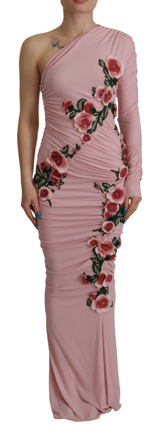 Vestido ajustado elegante de un hombro rosa