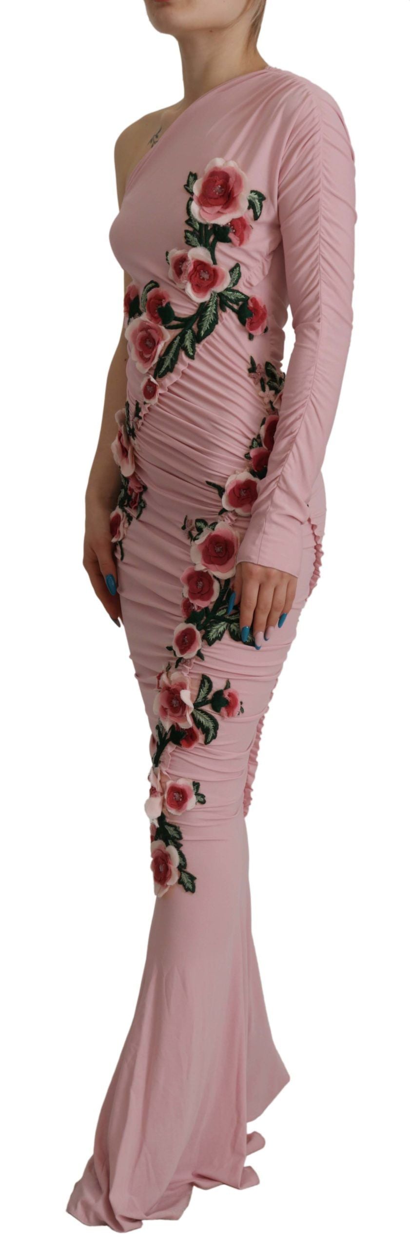 Elegante roze bodycon-jurk met één schouder