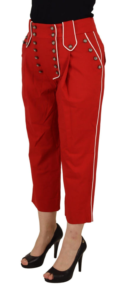 Elegantes pantalones cortos rojos de cintura alta