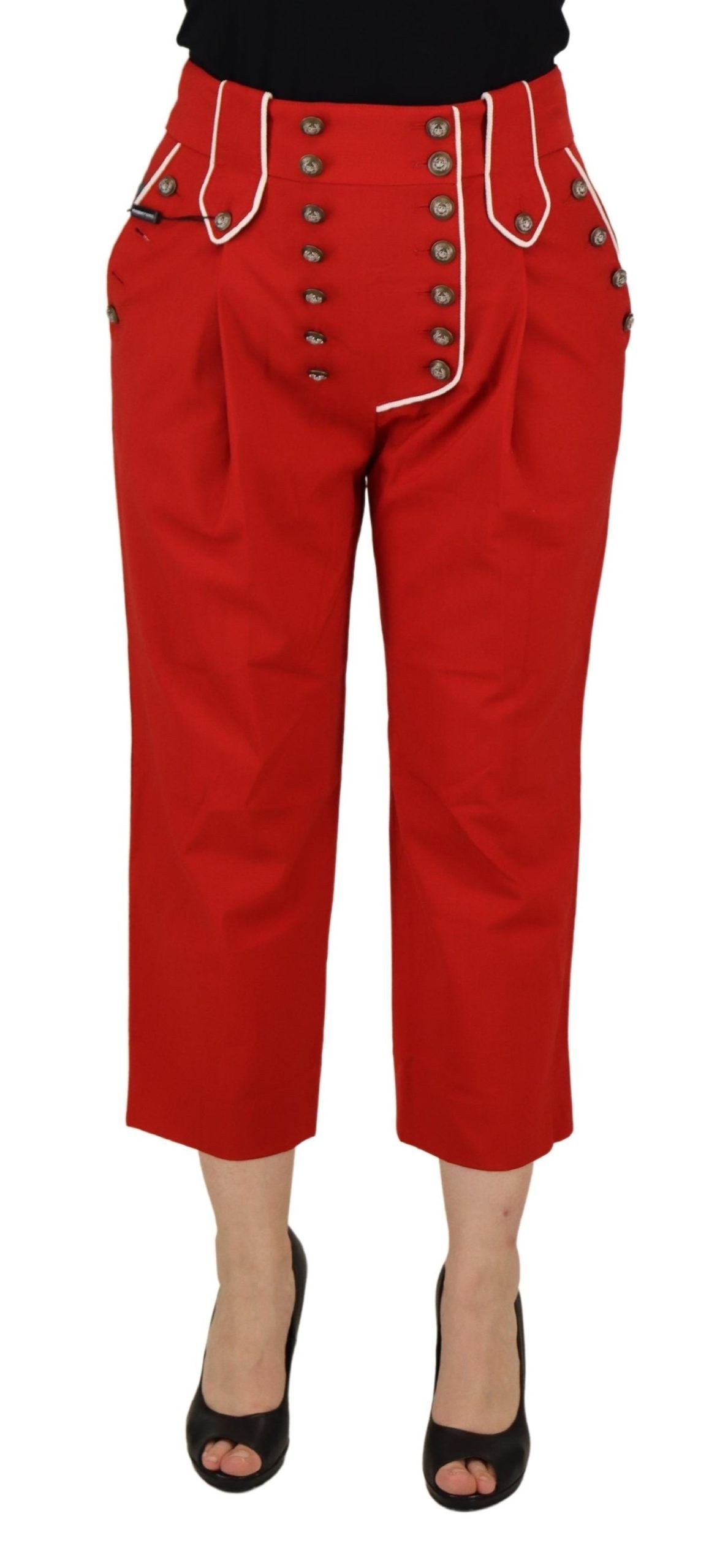 Elegantes pantalones cortos rojos de cintura alta