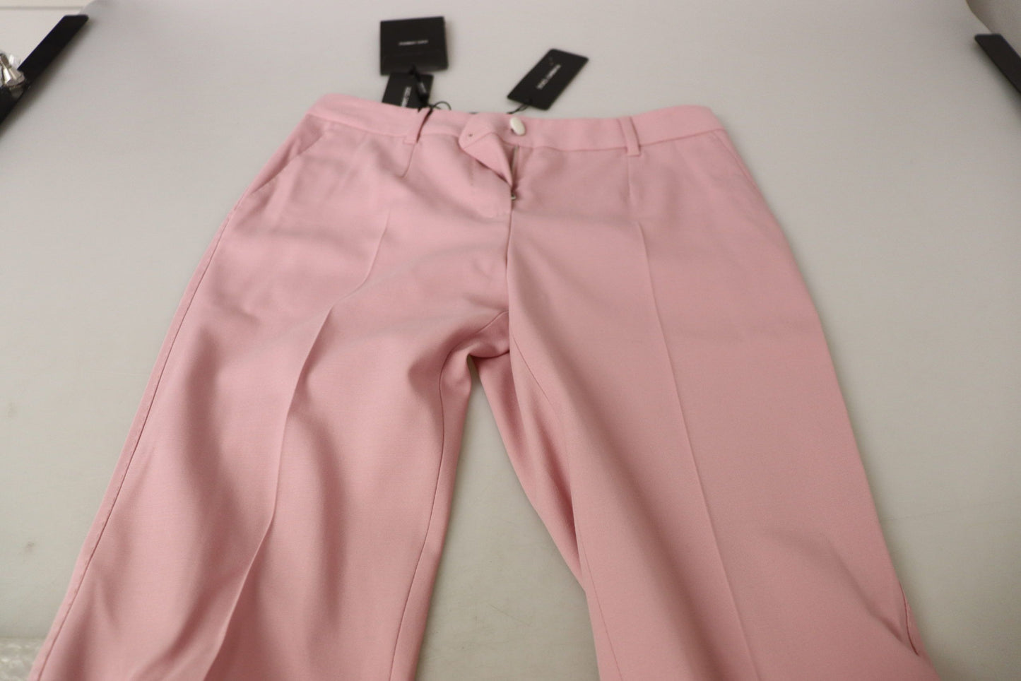 Pantalón Chic De Lana Virgen De Cintura Media Rosa