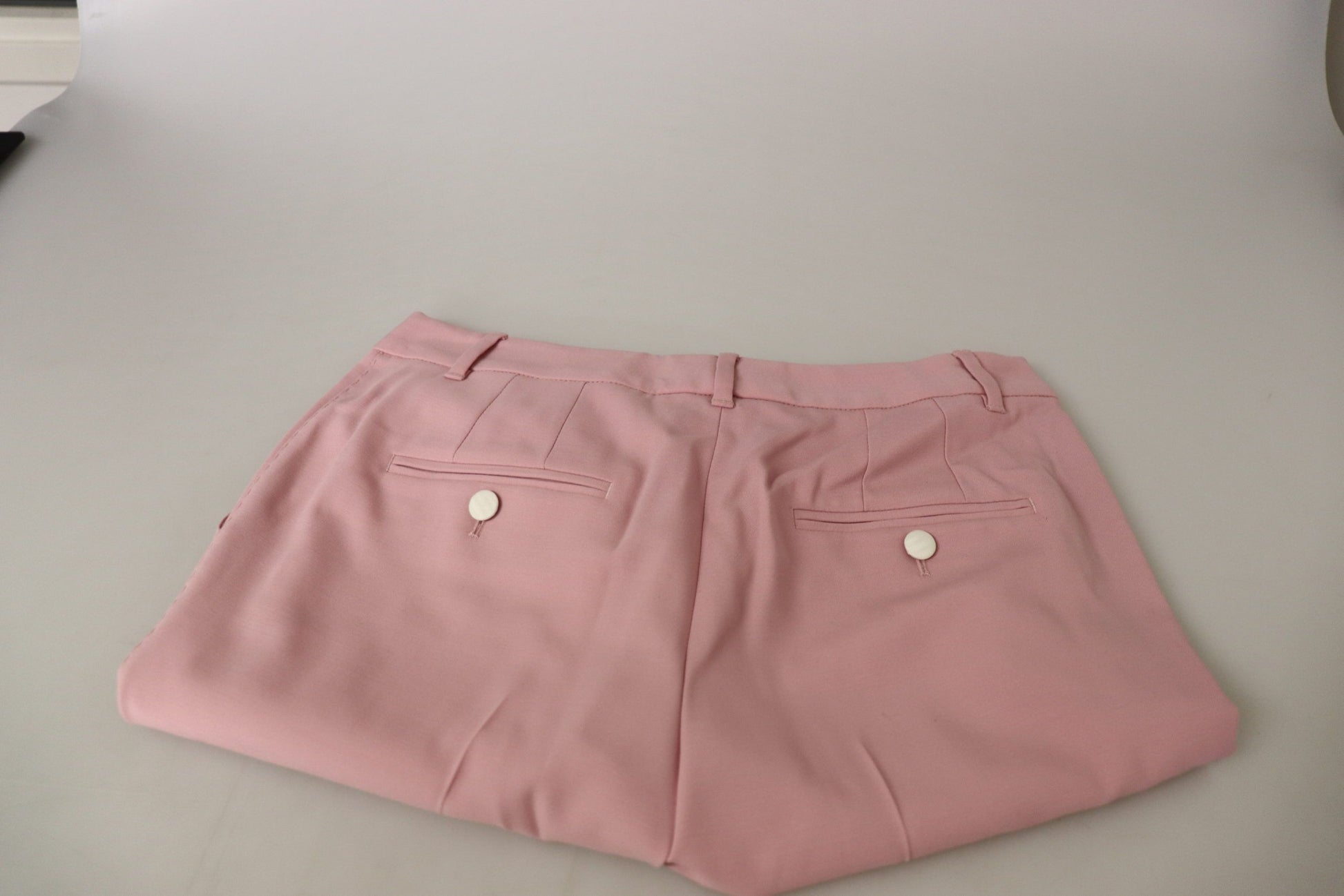 Chique midwaist scheerwol roze broek