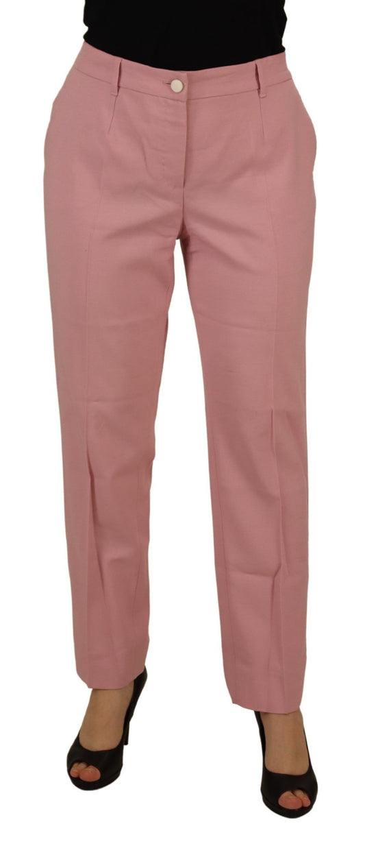 Chique midwaist scheerwol roze broek