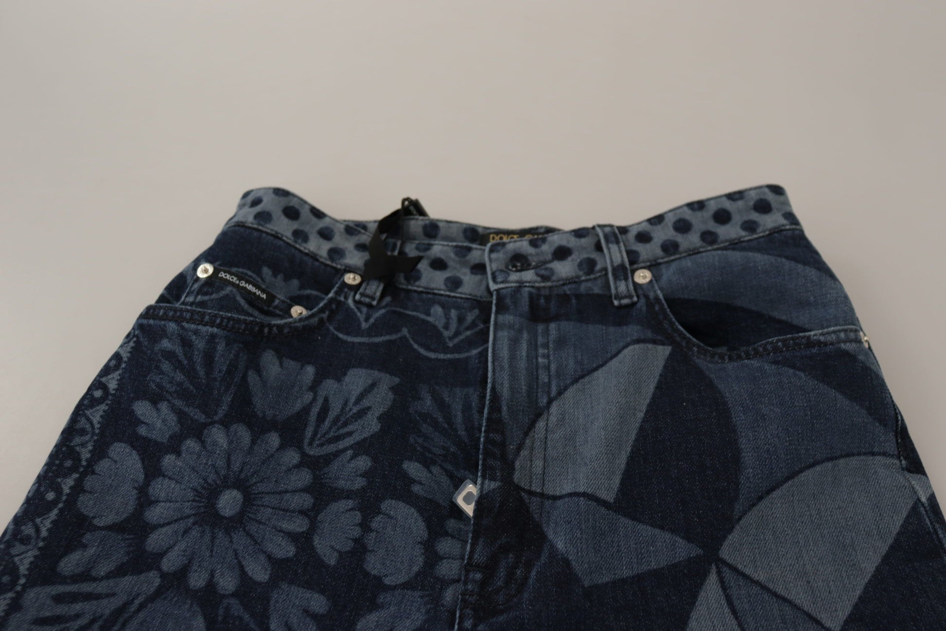 Elegante skinny jeans met hoge taille en bloemen