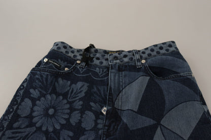 Elegante skinny jeans met hoge taille en bloemen