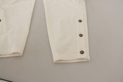 Elegant White High-Waist Tapered Trousers