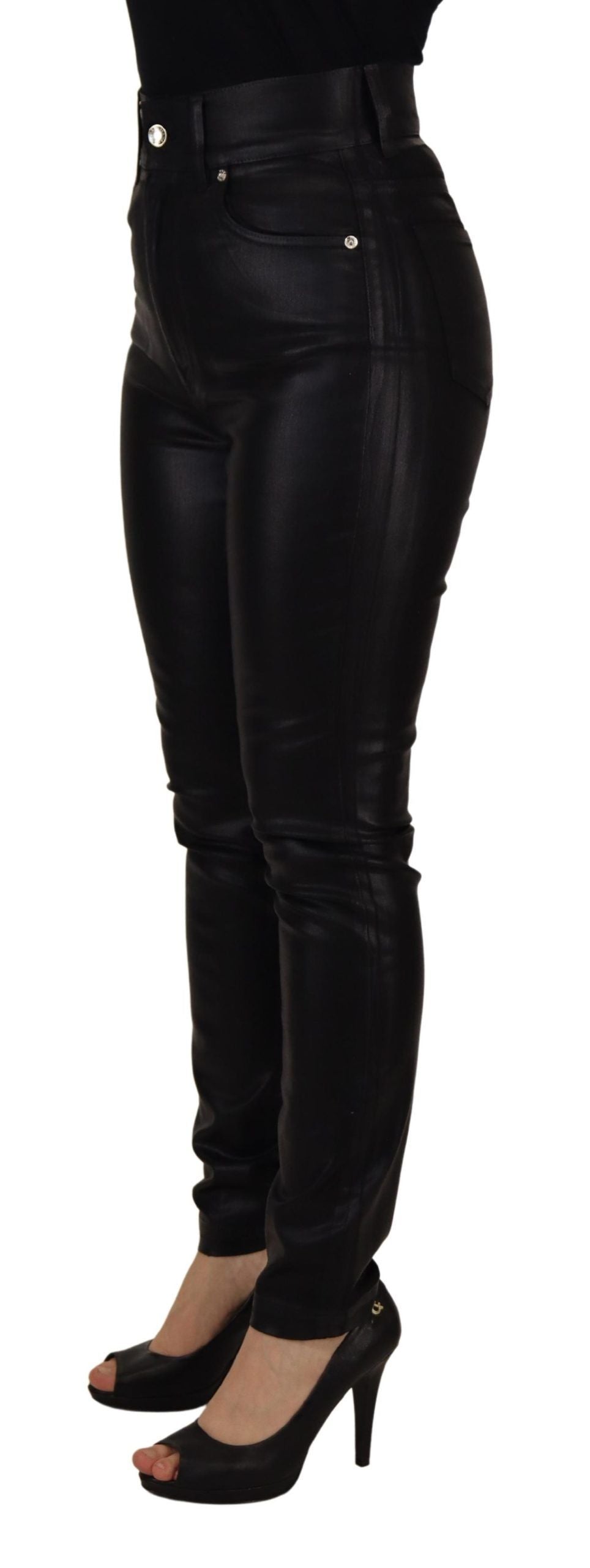 Chique hoge taille skinny zwarte broek