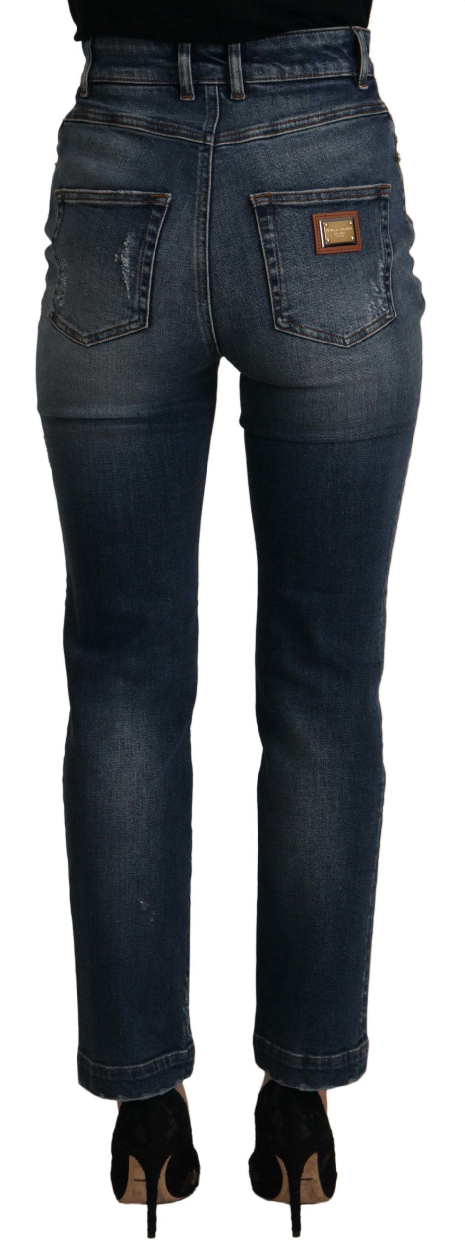 Skinny designerjeans met hoge taille in blauw