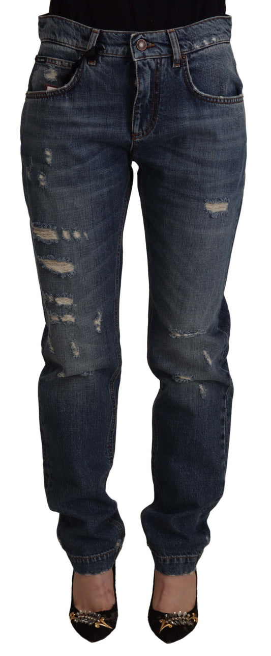 Chique denim jeans met boyfriend-snit en middelhoge taille