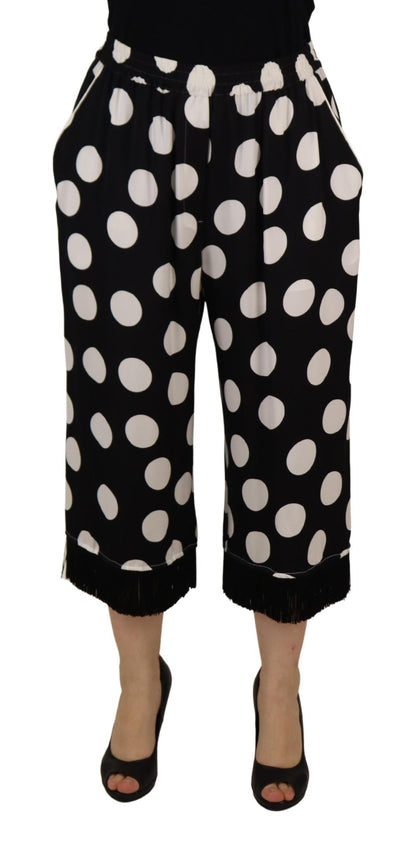 Polka Dot Zijden Mid Taille Broek