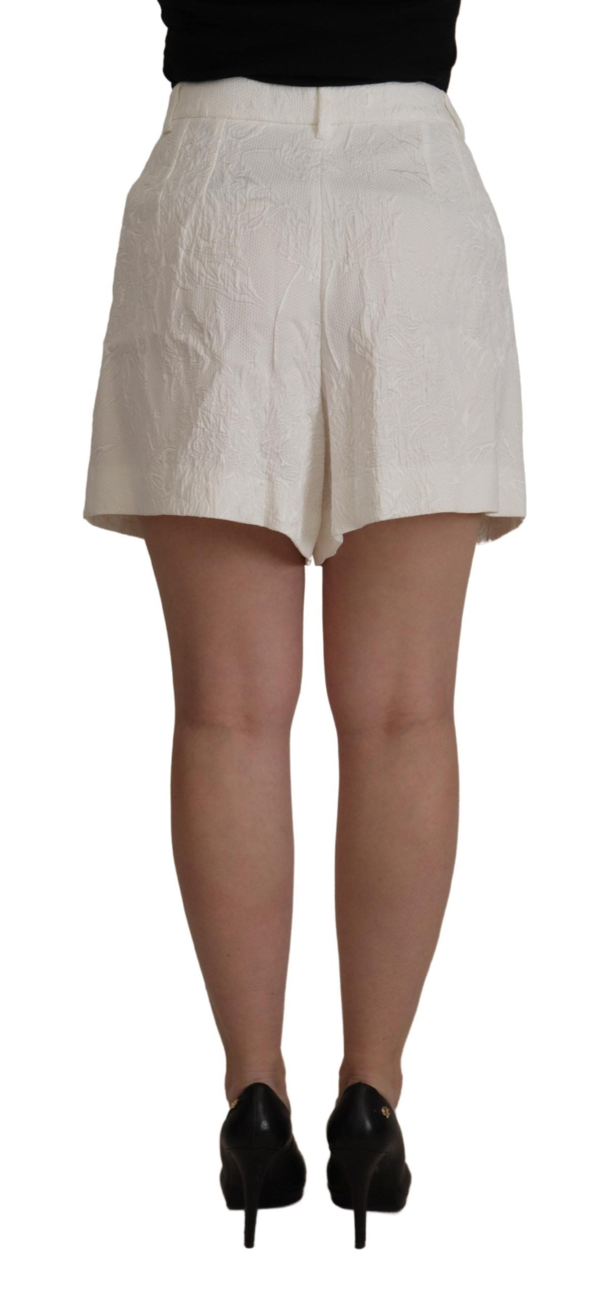 Elegantes pantalones cortos culotte blancos de cintura alta