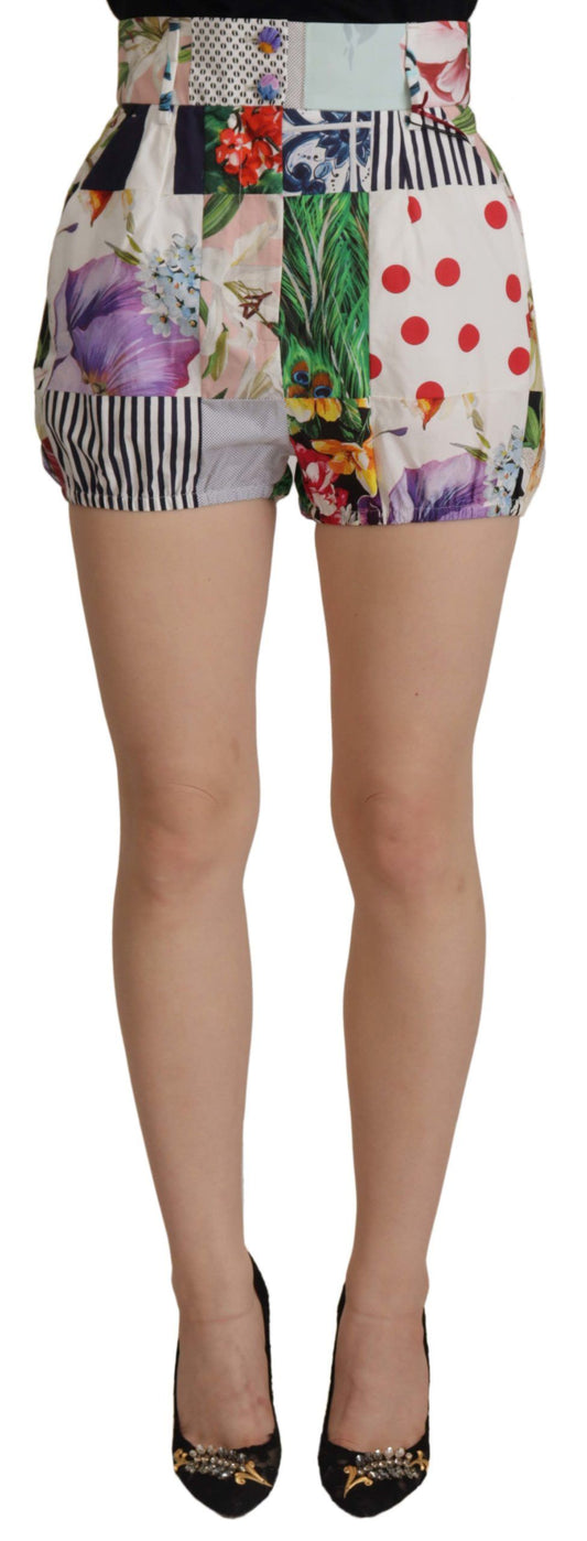 Designershorts met hoge taille en patchwork