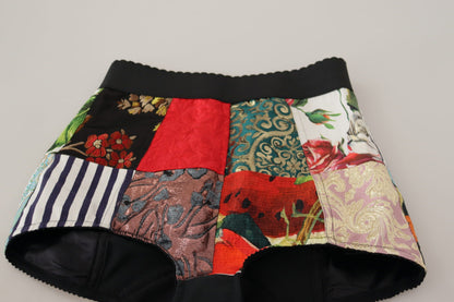 Pantalones calientes de cintura alta con patchwork multicolor