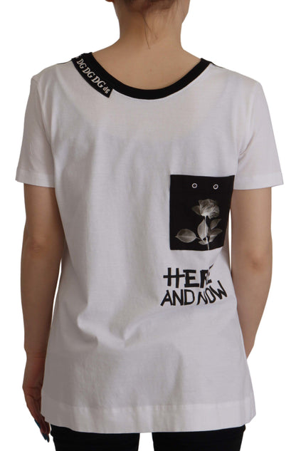 Elegant T-shirt met ronde hals en slogan