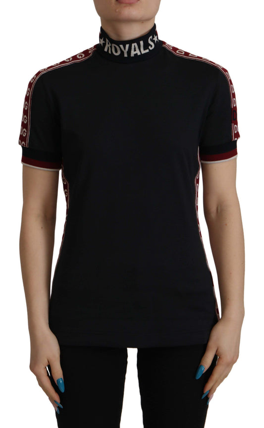 Elegant zwart katoenen T-shirt met col