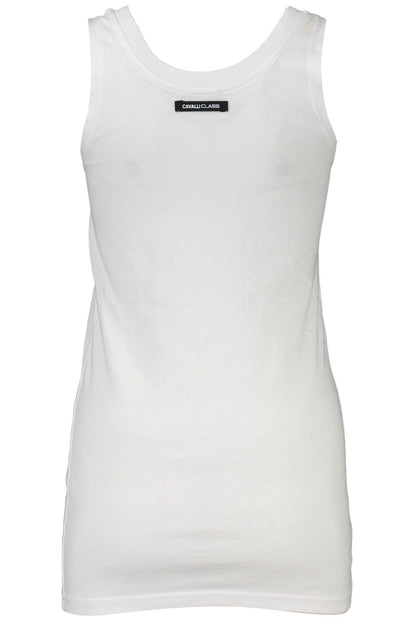 Chic White Cotton Tank Top with Iconic Print