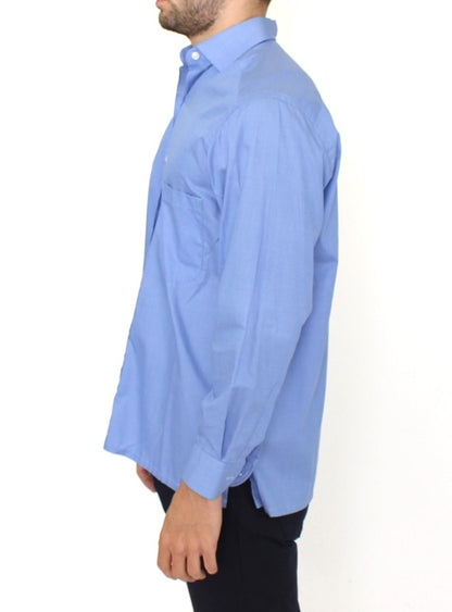 Dapper Blue Cotton Dress Shirt for Men