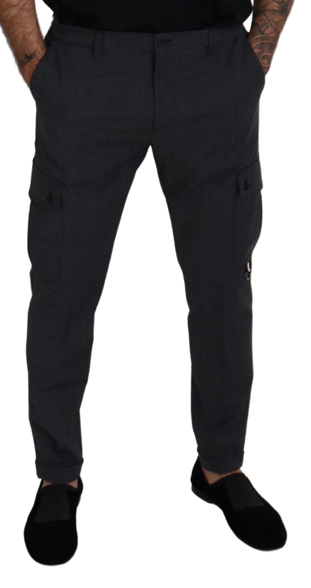 Pantalones cargo elegantes de corte slim a cuadros