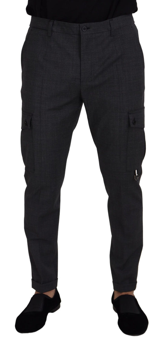 Pantalones cargo elegantes de corte slim a cuadros