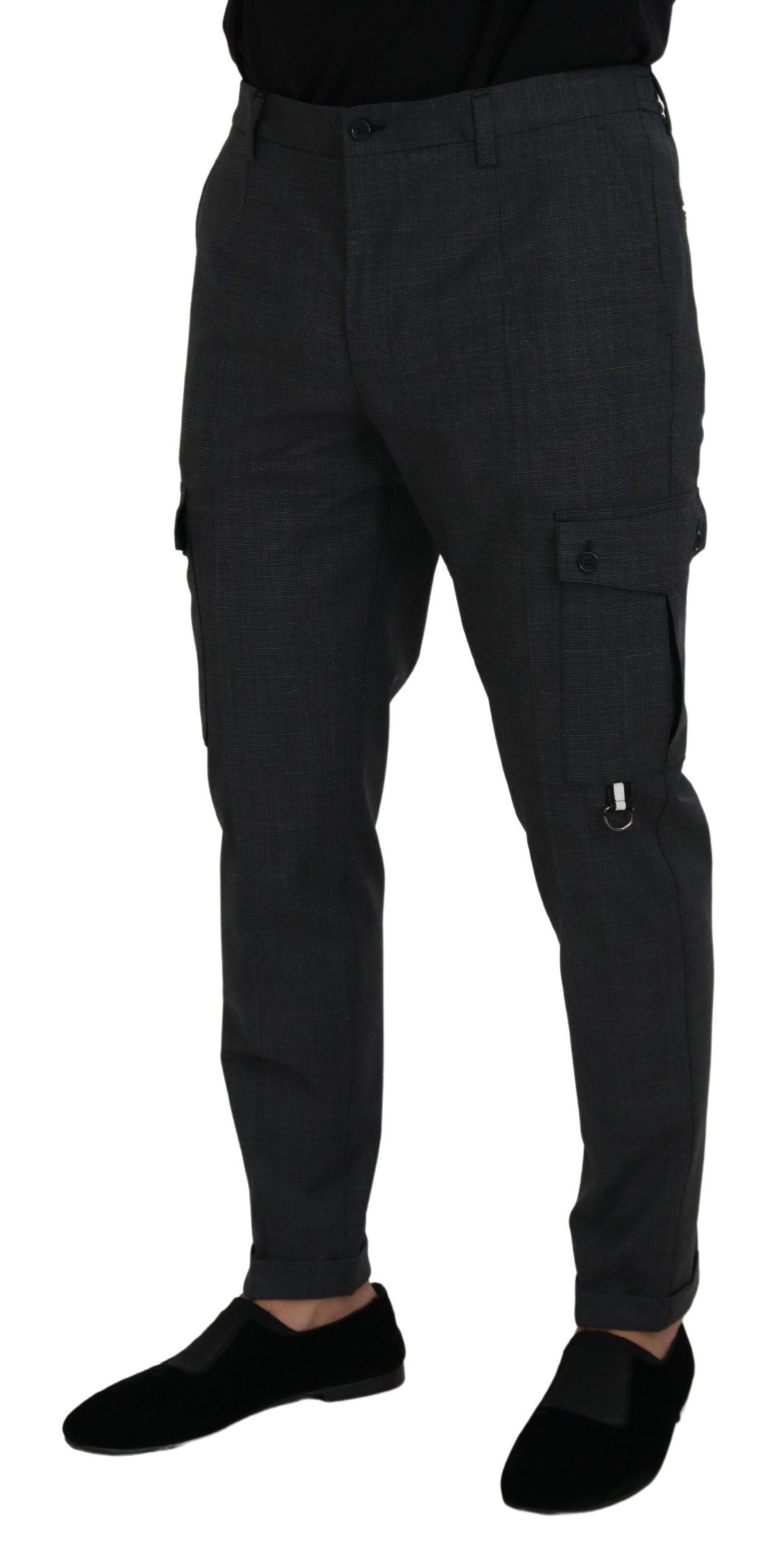 Pantalones cargo elegantes de corte slim a cuadros