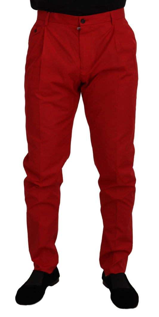 Elegante slim-fit karmozijnrode chino