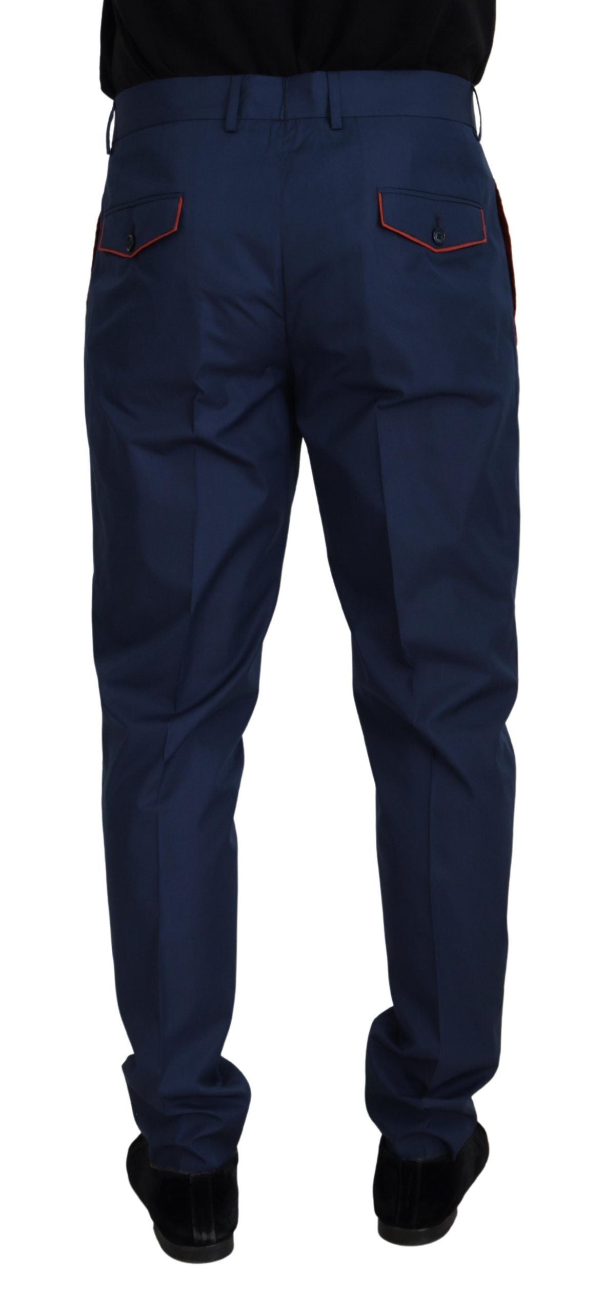 Elegante slim-fit chino van blauwe zijdemix