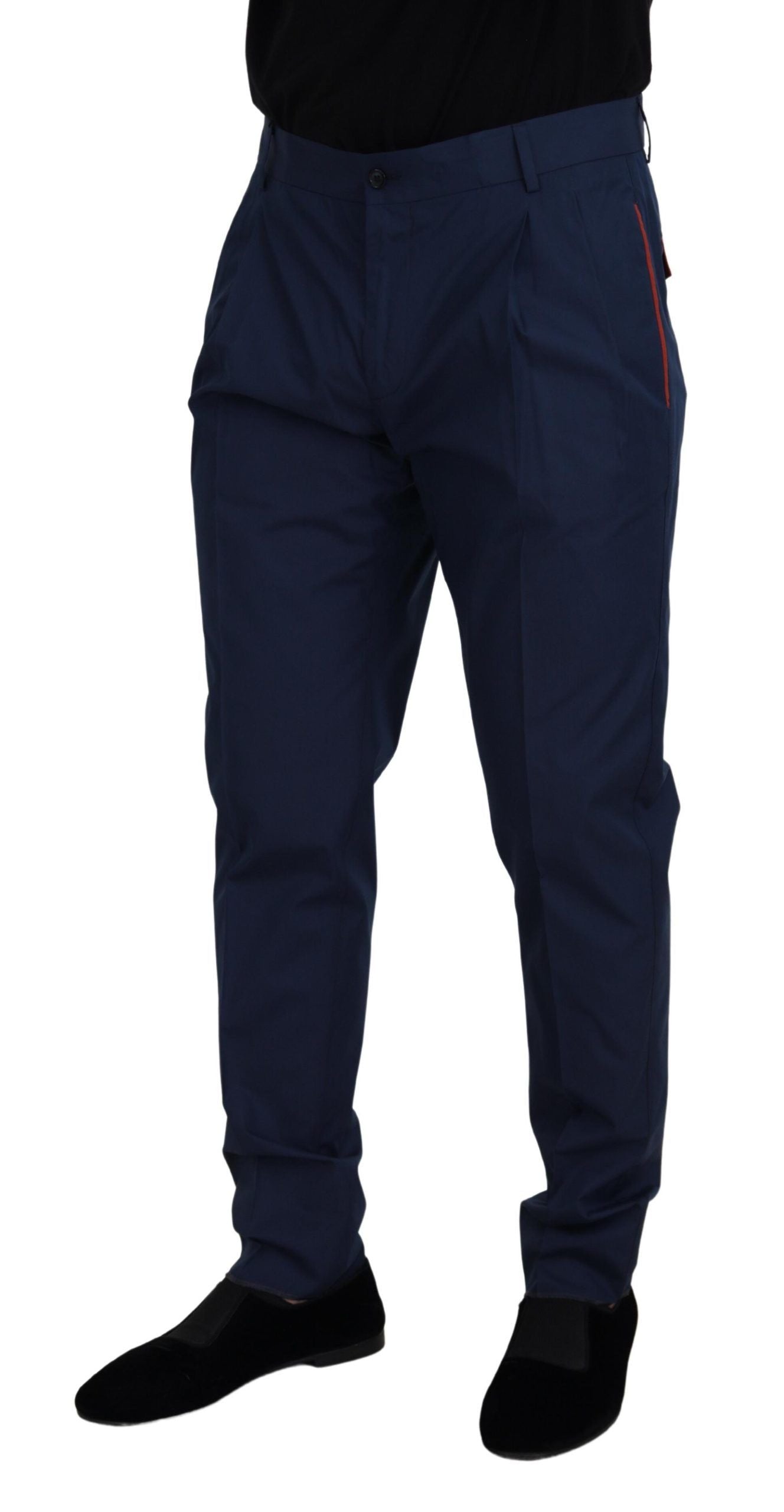 Pantalón chino elegante Slim Fit en mezcla de seda azul