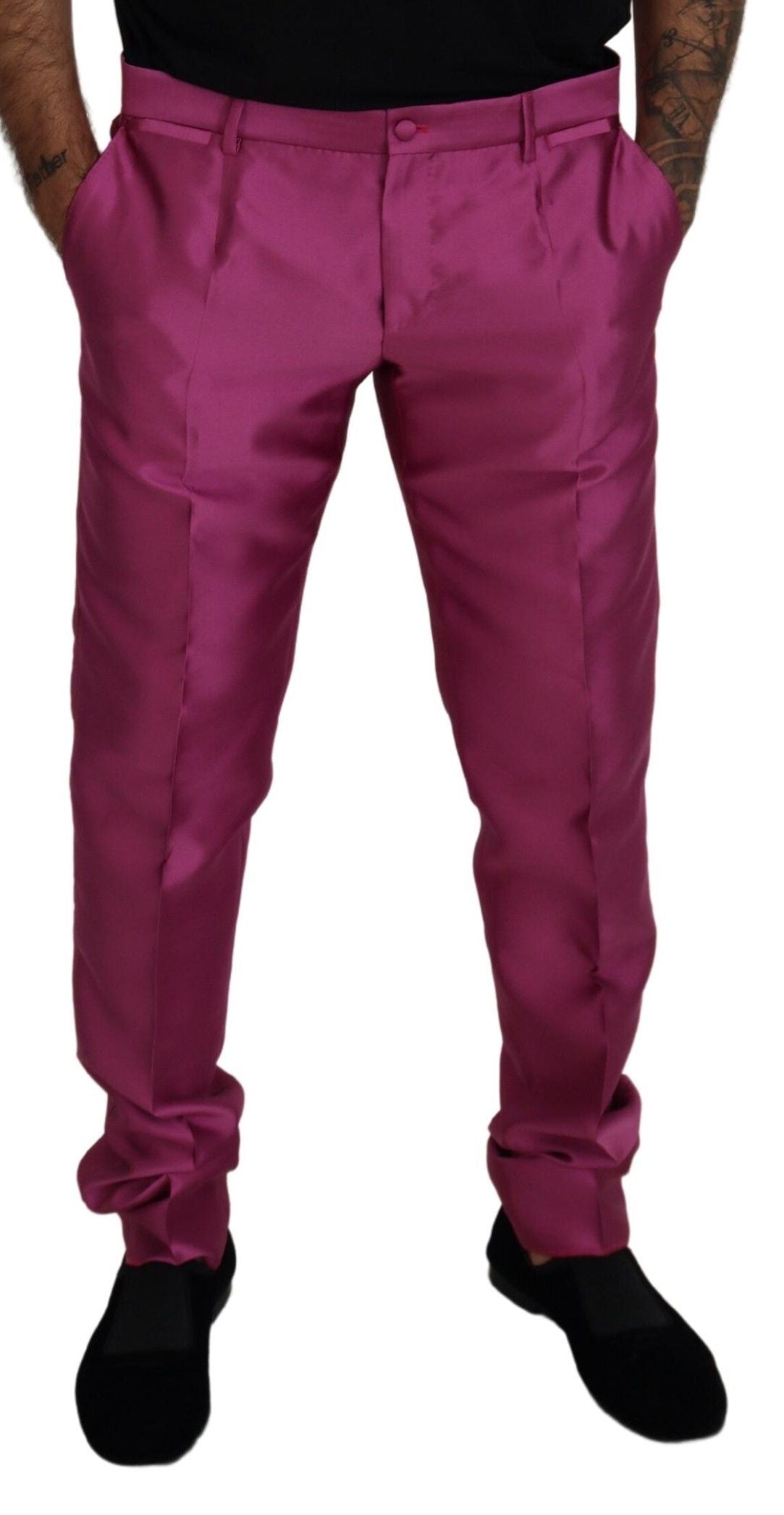 Pantalón de vestir formal elegante y ajustado en rosa