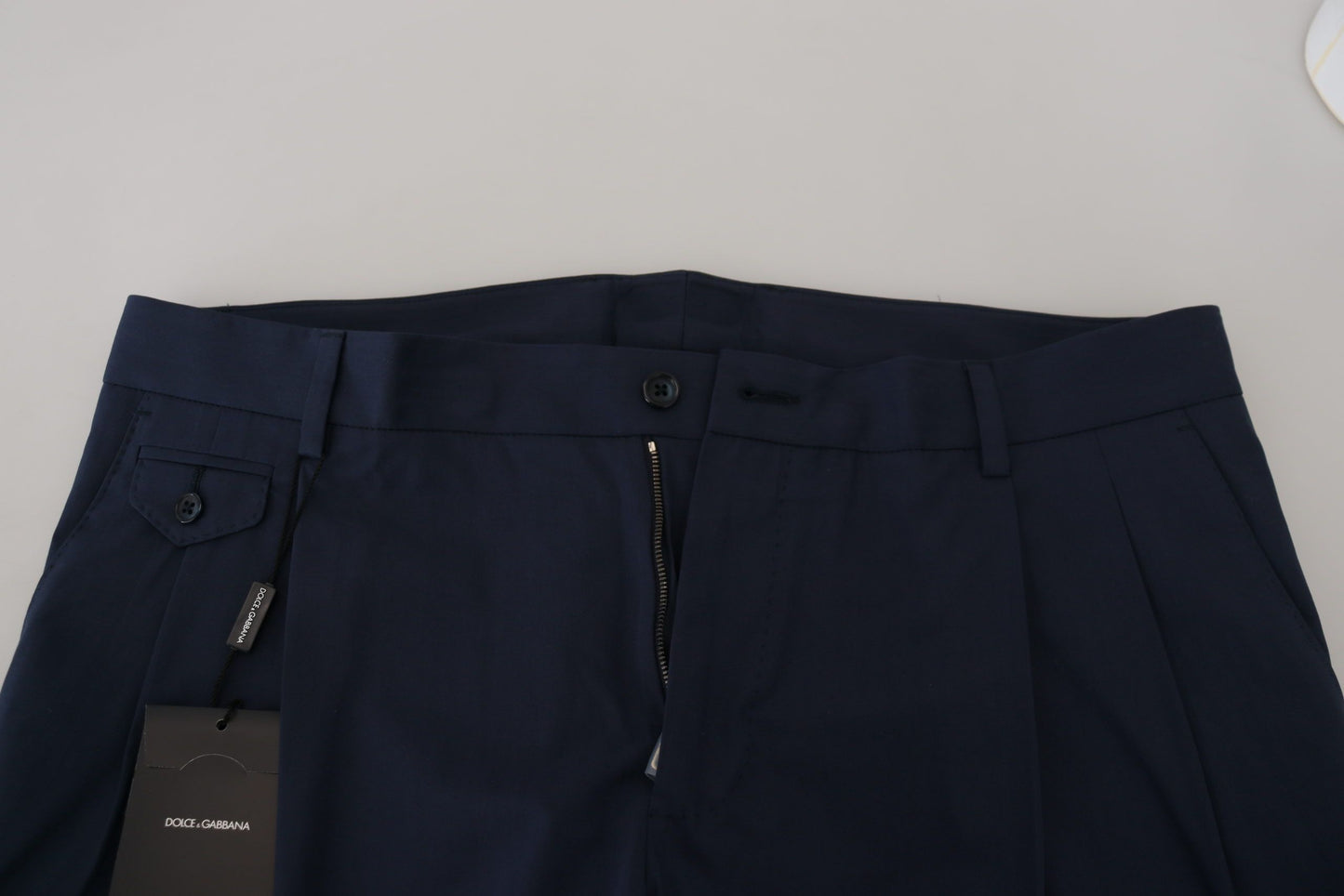 Blauwe katoenen slanke broek chinobroek