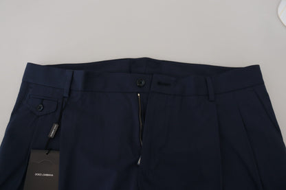 Blauwe katoenen slanke broek chinobroek