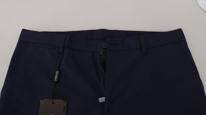 Elegante slim-fit blauwe jurkbroek