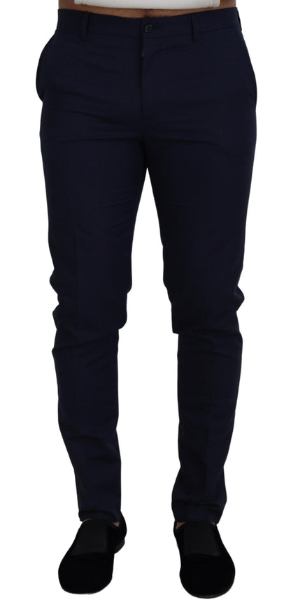 Elegante slim-fit blauwe jurkbroek