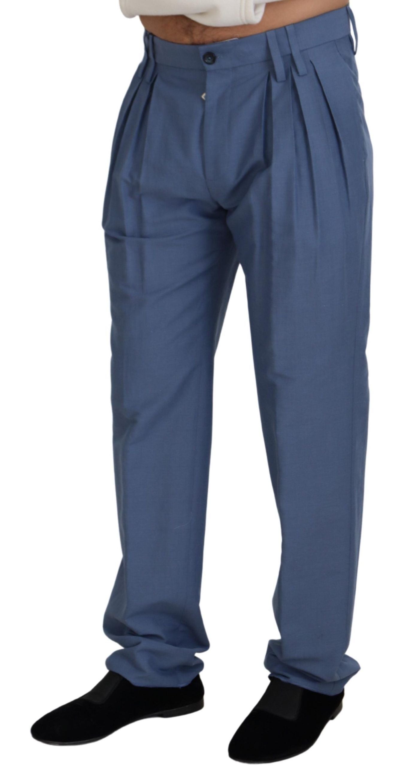 Pantalón de vestir elegante de corte regular en azul