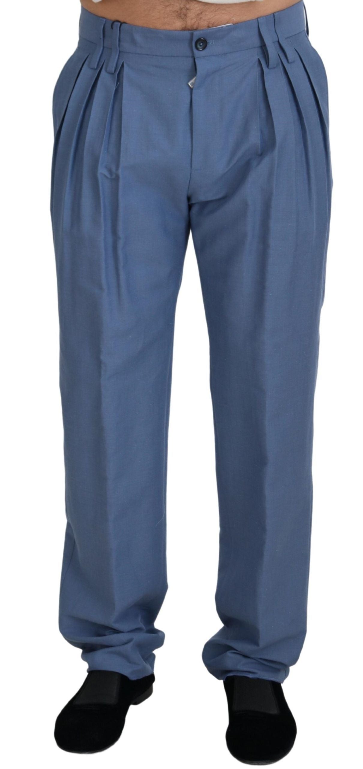 Pantalón de vestir elegante de corte regular en azul