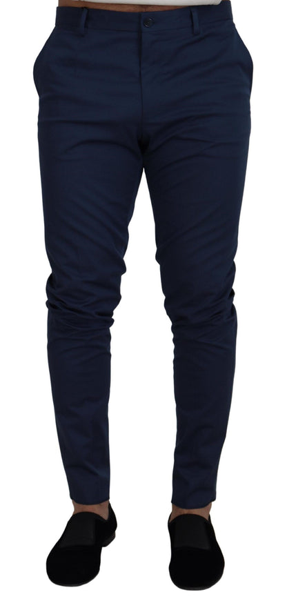 Chinos elegantes de corte slim en azul