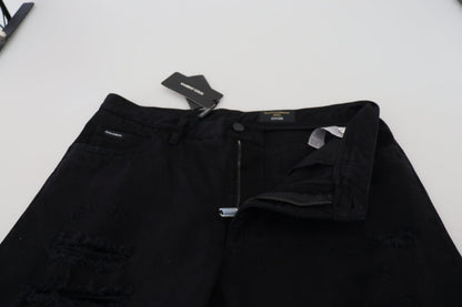 Elegant Black Loose Fit Italian Jeans