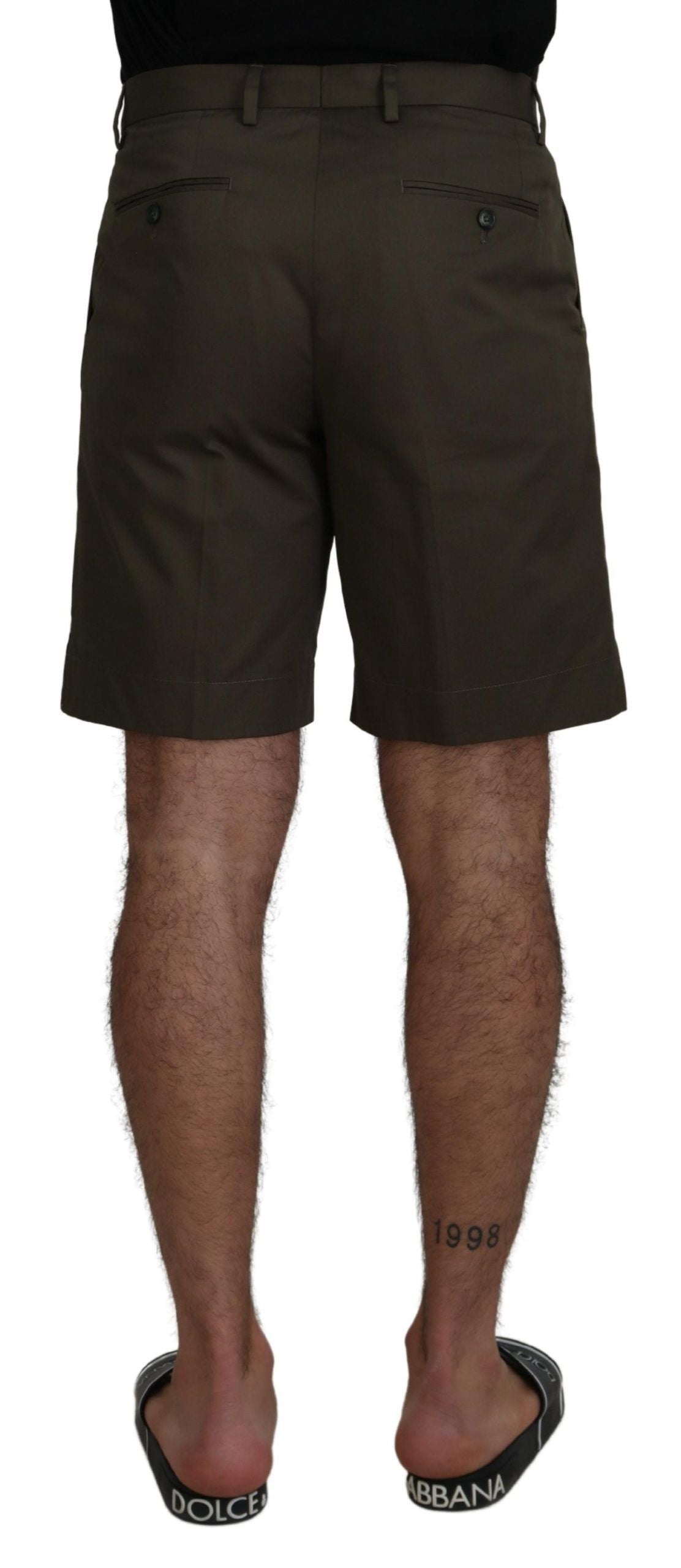 Elegant Green Cotton Chino Shorts